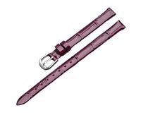 Générique YingYou Bracelet De Montre En Cuir Véritable For Femme, Petit Modèle, Fin, Souple Et Confortable, Rouge, Tailles 7, 8, 9 10 Mm(Deep purple-Steel,16mm)