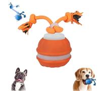 Générique Yobensun Rolling Dog Toy, Automatic Dog Walker Interactive Indestructible Waggle Ball Toy, Bite & Wear-Resistant, USB Rechargeable, with Speedy Rolling Action and Wagging Rope (Orange)