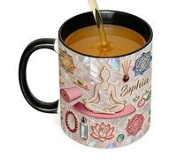 Générique Yoga Pattern Cup - 330ml Inspirational Ceramic Material | Novelty Coffee Travel Mug And Beverage Container | Drinkware For Cold Weather Picnic Water Campfire Tea And Hiking Use