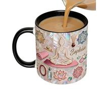 Générique Yoga Pattern Cup - Ceramic 330ml, Personalized Yoga-Themed Coffee Mug | Inspirational Yoga Ceramic Drinkware For Home Picnic Meditation Practice And Daily Sipping