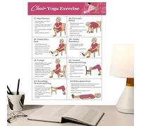 Générique Yoga sur chaise - Affiche de yoga | Affiche d'exercices assis, fiche d'instructions (11 pièces) pour seniors et débutants, entraînement de flexibilité en pleine conscience