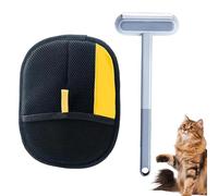 Générique Yomi Pet Hair Remover Glove, Viorane Pet Hair Remover Electrostatic Gloves and Brush, Washable Reusable Double Sided Static Glove, for Couch, Furniture, Carpet, Car Seat (1 glove +1 brush)