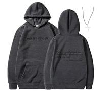 Générique You are Enough Dear Person Behind Me Hoodie - Inspirational Graphic Pullover, Mental Health Inspirational Shirts Pullover Tops (Dark Grey,TG)