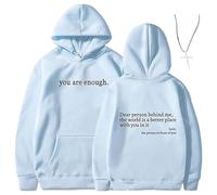 Générique You are Enough Dear Person Behind Me Hoodie - Inspirational Graphic Pullover, Mental Health Inspirational Shirts Pullover Tops (Sky Blue,TP)