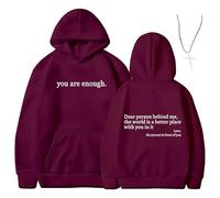 Générique You are Enough Dear Person Behind Me Hoodie - Inspirational Graphic Pullover, Mental Health Inspirational Shirts Pullover Tops (Win Red,M)