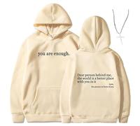 Générique You are Enough Dear Person Behind Me Hoodie - Inspirational Graphic Pullover, Mental Health Inspirational Shirts Pullover Tops (Apricot,TG)