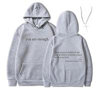 Générique You are Enough Dear Person Behind Me Hoodie - Inspirational Graphic Pullover, Mental Health Inspirational Shirts Pullover Tops (Grey,TG)