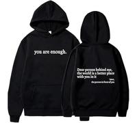 Générique You are Enough Hoodie, Dear Person Behind Me Hoodie Sweatshirt with Pocket Unisex (Black,Grand)