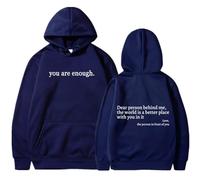 Générique You are Enough Hoodie, Dear Person Behind Me Hoodie Sweatshirt with Pocket Unisex (Navy Blue,TP)