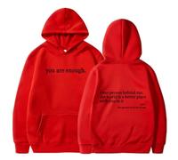 Générique You are Enough Hoodie, Dear Person Behind Me Hoodie Sweatshirt with Pocket Unisex (Red,3TG)