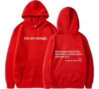 Générique You are Enough Hoodie,Drawstring Hooded Sweatshirt,Long Sleeve Pullover Tops,Super Soft Plain Hoodie with Pocket Unisex (Red,Grand)