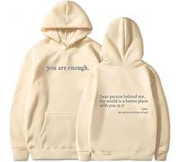 Générique You are Enough Hoodie,Drawstring Hooded Sweatshirt,Long Sleeve Pullover Tops,Super Soft Plain Hoodie with Pocket Unisex (Apricot,5TG)
