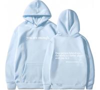 Générique You are Enough Hoodie,Drawstring Hooded Sweatshirt,Long Sleeve Pullover Tops,Super Soft Plain Hoodie with Pocket Unisex (Sky Blue,5TG)
