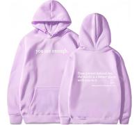 Générique You are Enough Hoodie,Drawstring Hooded Sweatshirt,Long Sleeve Pullover Tops,Super Soft Plain Hoodie with Pocket Unisex (Purple,3TG)