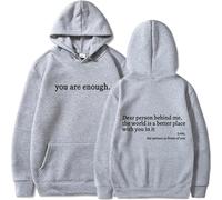 Générique You are Enough Hoodie,Drawstring Hooded Sweatshirt,Long Sleeve Pullover Tops,Super Soft Plain Hoodie with Pocket Unisex (Grey,5TG)