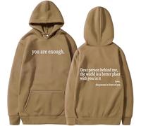 Générique You are Enough Hoodie,Drawstring Hooded Sweatshirt,Long Sleeve Pullover Tops,Super Soft Plain Hoodie with Pocket Unisex (Brown,TTG)