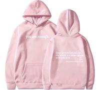Générique You are Enough Hoodie,Drawstring Hooded Sweatshirt,Long Sleeve Pullover Tops,Super Soft Plain Hoodie with Pocket Unisex (Pink,3TG)