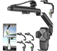 Générique Yoyoway 360 Car Phone Holder, 1080° Multifunctional Sun Visor 360 Phone Holder, Rotatable and Retractable, Multi Function Sun Visor Phone Mount Compatible with Most Cell Phones (Black B)