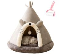 Générique Yurt Elk Christmas Dogs Beds,Comfortable Plush Triangle Pet Teepee with Cushion,Cute Winter Indoor Soft Warm Washable Enclosed Cat Cave Bed for Cat and Dog