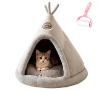 Générique Yurt Elk Christmas Dogs Beds,Comfortable Plush Triangle Pet Teepee with Cushion,Cute Winter Indoor Soft Warm Washable Enclosed Cat Cave Bed for Cat and Dog