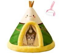 Générique Yurt Elk Christmas Dogs Beds,Comfortable Plush Triangle Pet Teepee with Cushion,Cute Winter Indoor Soft Warm Washable Enclosed Cat Cave Bed for Cat and Dog