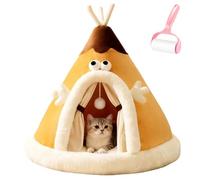 Générique Yurt Elk Christmas Dogs Beds,Comfortable Plush Triangle Pet Teepee with Cushion,Cute Winter Indoor Soft Warm Washable Enclosed Cat Cave Bed for Cat and Dog