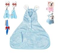 Générique Zallopaws Dog Drying Bath Towel, Bunny Ear Microfiber Absorbent Skin-Friendly Dog & Cat Hoodie Bathrobe, Quick Drying Zallo Paws Pet Towel, Extra Soft Highly Absorbent Dog Bathrobe (L,Blue)