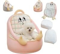 Générique Zallopaws Striped Hug Arm Pet Sofa Bed, Cute Pet Sofa Bed Removable Washable Cover, Cat Beds for Indoor Cat Dog (Pink,Small)