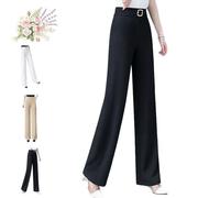 Générique Zenacharm Pants, SoraGrace Women's Perfect Drape High Rise Pull-on Pants, Straight Elastic Wide Leg Dress Slacks (Black,TTG)