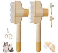 Générique Zenbrush Cat Comb, Recognizeknow Cat Brush, Self-Cleaning Pet Flea Comb Grooming Brush with Release Button (Orange,2pcs)