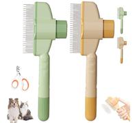 Générique Zenbrush Cat Comb, Recognizeknow Cat Brush, Self-Cleaning Pet Flea Comb Grooming Brush with Release Button (Orange-Green,2pcs)