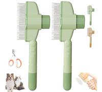 Générique Zenbrush Cat Comb, Recognizeknow Cat Brush, Self-Cleaning Pet Flea Comb Grooming Brush with Release Button (Green,2pcs)