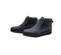 Générique Zenfaze Handcrafted Western Cowboy Boots, Men's Square Toe Leather Double Zipper Hand-woven Cowboy Petatillo Boot with Double Side Zipper (Black,41)