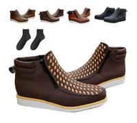 Générique Zenfaze Handcrafted Western Cowboy Boots, Men's Square Toe Leather Hand-wove Work Cowboy Boot with Side Zipper (Coffee,42)