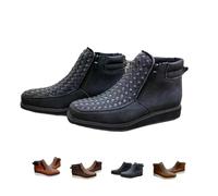 Générique Zenfaze Handcrafted Western Cowboy Boots, Men's Square Toe Leather Hand-woven Cowboy Boot, Double Side Zipper (Black,43)