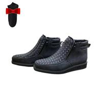 Générique Zenfaze Handcrafted Western Cowboy Boots,Men's Square Toe Leather Hand-woven Cowboy Double Side Zipper Petatillo Boot (black,32.5)