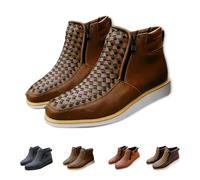 Générique Zenfaze Handcrafted Western Cowboy Boots, Zenfaze Orthopedic Boots for Men, Square Toe Leather Hand-Woven Cowboy Shoes (khaki,38)