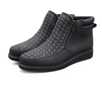 Générique Zenfaze Shoes for Men, Botas De Petatillo Para Hombre, Leather Square Toe Hand-woven Petatillo Boots with Double Side Zipper (44,Black)
