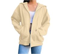 Générique Zip Up Hoodies for Women fall Casual Long Sleeve Sweatshirts 2025 Lightweight Comfort Soft Plus Size Jackets (Off-white,S)