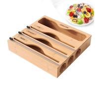 Générique Ziplock Bag Organizer, Large-Capacity Wall Foil and Wax Paper Dispenser, Wrap Storage Station for Kitchen, Cafe, Restaurant, Food Service, Home, 15.75x12.44 Inches