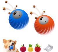Générique Zoomie Buddy 2.0, Zoomie Buddy Dog Toy, 2 in 1 Interactive Dog Balls and Pet Feeder with 3 Kinds of Fun Fruit Cover, USB Rechargeable, Two Modes,for Small/Medium Dogs (Blue and Orange)