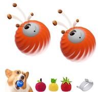 Générique Zoomie Buddy 2.0, Zoomie Buddy Dog Toy, 2 in 1 Interactive Dog Balls and Pet Feeder with 3 Kinds of Fun Fruit Cover, USB Rechargeable, Two Modes,for Small/Medium Dogs (Double Orange)