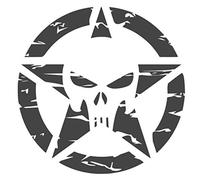 generisch 1 Autocollant Punisher rétro Star pour Voiture - Motif tête de Mort US Army - 286/7 (Noir Mat, 15 x 15 cm).