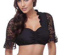 Generisch 1 gilet en dentelle à armatures pour femme - Élégant chemisier Dirndl noir pour la fête de la bière, Noir , 4XL