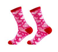 Generisch 1 paire de chaussettes Saint Valentin imprimé cœur pour femme grande quantité Saint-Valentin amour rose motif coloré nouveauté fête des mères chaussettes 43 46 noir, h, taille unique