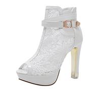 Generisch 1 paire de sandales à talons hauts pour femme - Sandales en maille - Sangle de cheville - Antidérapantes - Surfaces nettes - Talons hauts - Chaussures pour fête et pole dance