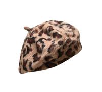 Generisch 1920 Accessoires Femme Lapin Béret Imprimé Léopard Peintre Chapeau Chaud Béret Accessoire Femme, beige, M