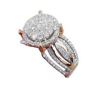 Generisch 2 Ringe 2 Cm Durchmesser Inlaid Rose Gold Plated Two Tone Ring Engagement Ring Ringe Mit Sound, 9, Métal, Aucune pierre précieuse