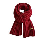 Generisch 2022 Femmes Nouvel An Rouge Hiver Laine Tricotée Chaude Écharpe Solide Écharpe Noire Élégante, rouge, taille unique