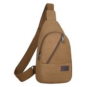 Generisch 2022 Sac de poitrine en toile pour homme Sac à bandoulière Sports de plein air Sac à bandoulière pour guidon de vélo (Coffee, taille unique)